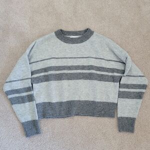 Topshop Heather Gray Striped Sweater Size 2